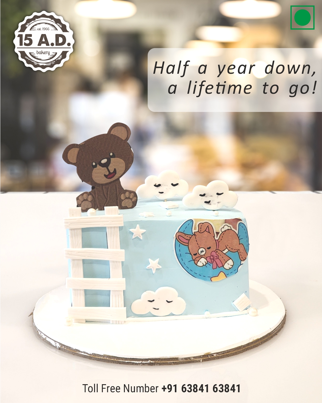 6 (Six) Moth Birthday Cake by 15 AD Bakery