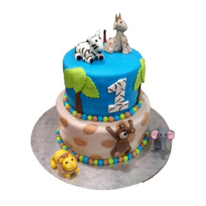 2 Tier Jungle Theme Cake