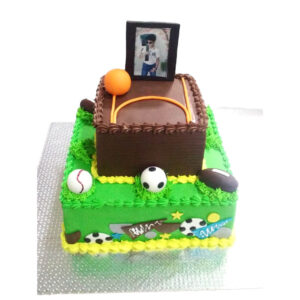 2 Tier Sports Theme Photo Cake