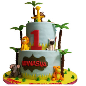 2 Tier Jungle Theme Cake