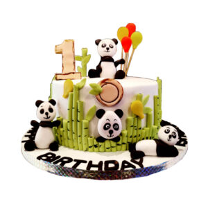 Panda Theme First Birthday Cake by 15 AD Bakery