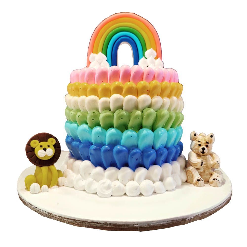 Rainbow Cake with Lion and Bear beside by 15 AD Bakery