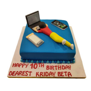 Boy working on Laptop - Work Theme Cake by 15 AD Bakery