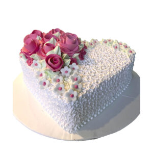 White Heart Shape Floral Cake
