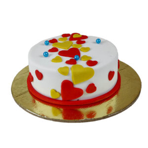 White Love Cake with Hearts