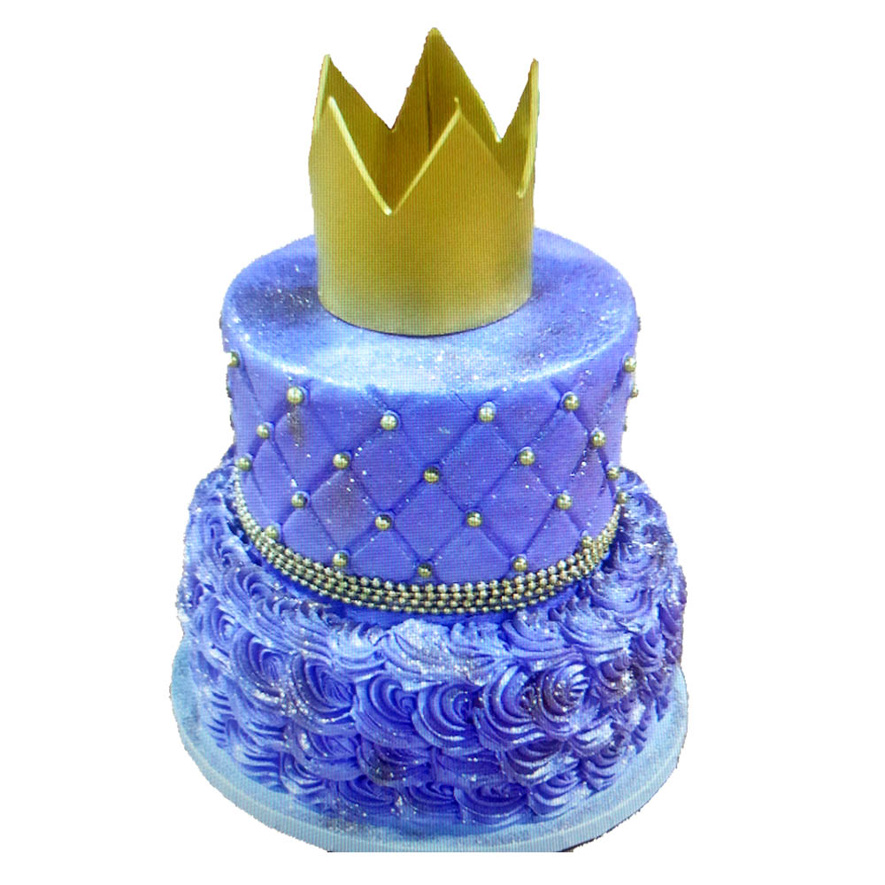 2 Tier Crown Blue Cake
