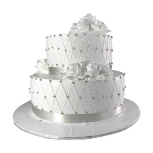 2 Tier White Floral Cake