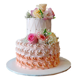 2 Tier Fresh Flower Pink Cake