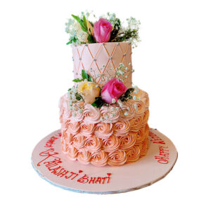 2 Tier Fresh Flower Pink Cake