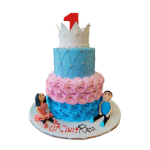 2 Tier First Birthday Cake for Twins