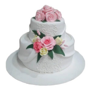 2 Tier Floral White Cake