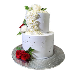 2 Tier Fresh Flower White Cake