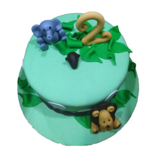 Elephant & Lion Jungle Theme Cake
