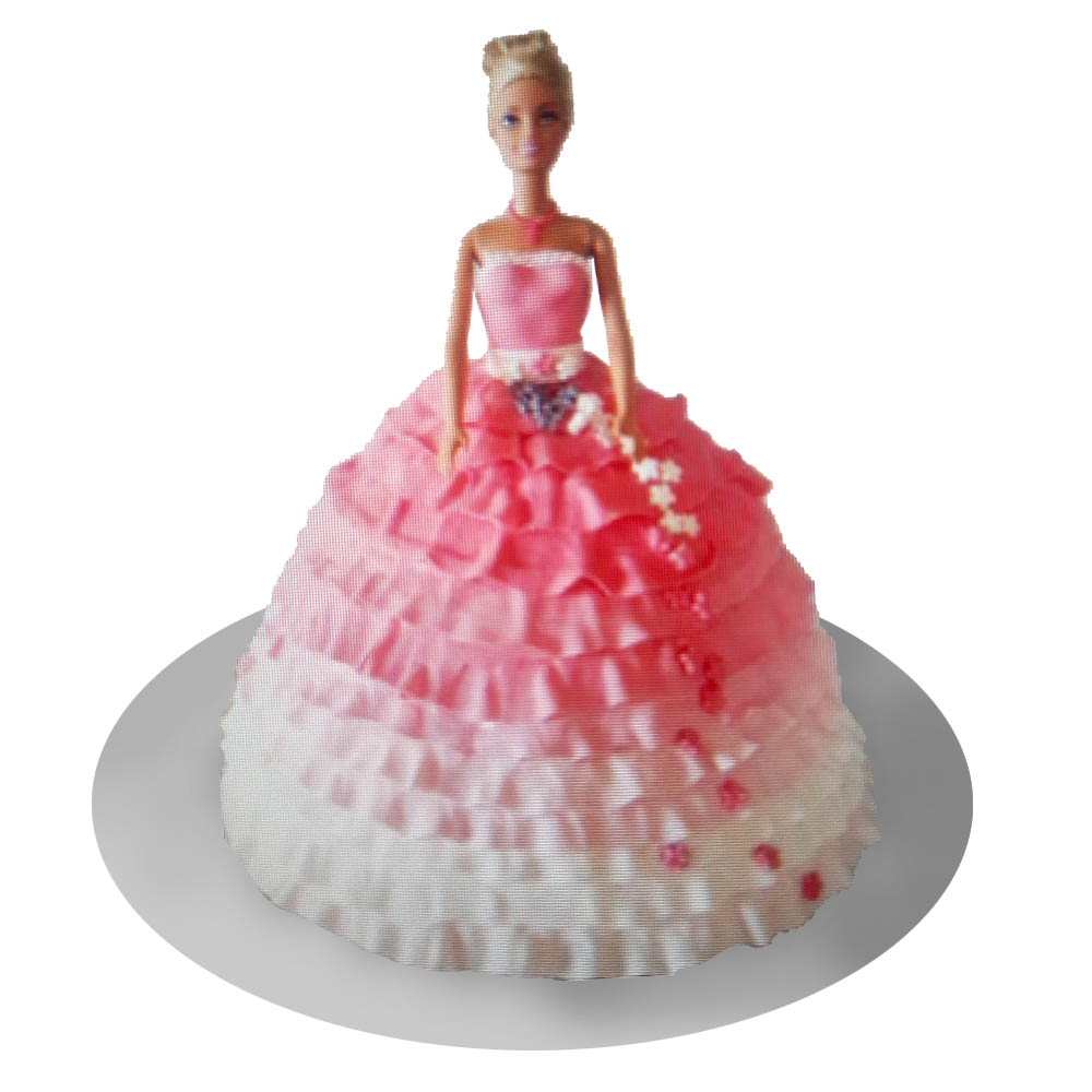 Pink & White Standing Doll Cake
