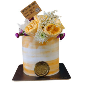 Orange & White Pastel Fresh Flower Cake