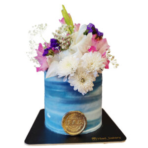 Blue Pastel Color Fresh Flower Cake