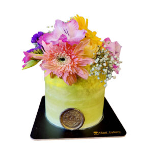 Lime Green Pastel Color Fresh Flower Cake