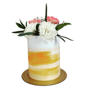 Yellow & White Pastel Color Fresh Flower Cake