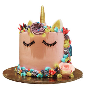 Peach Color Unicorn Theme Cake