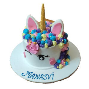 Winking Unicorn Theme Cake
